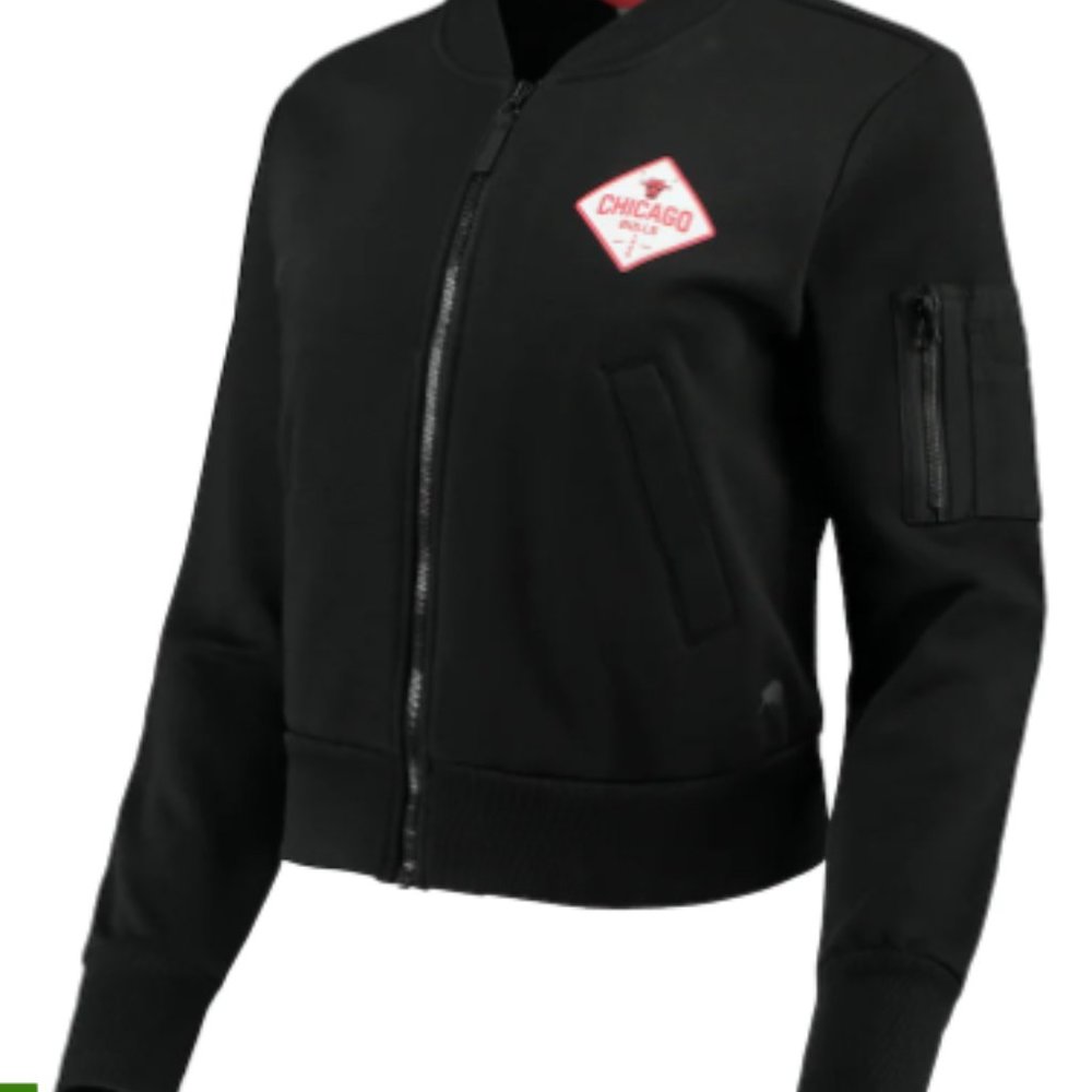 Women's Chicago Bulls Sportiqe Black Ice Bomber Full-Zip Jacket